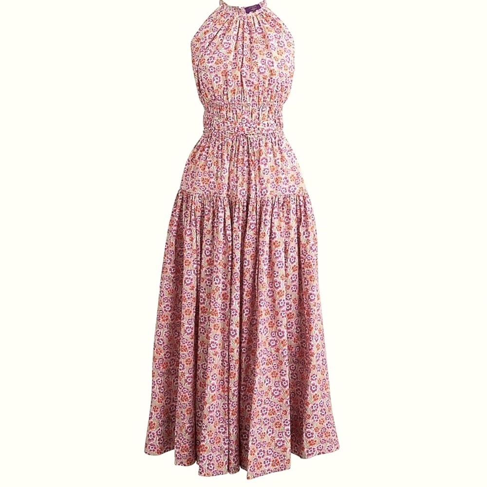 NWT J. Crew Tie Waist Halter Dress in Liberty Ellie Fabric floral organic ruth